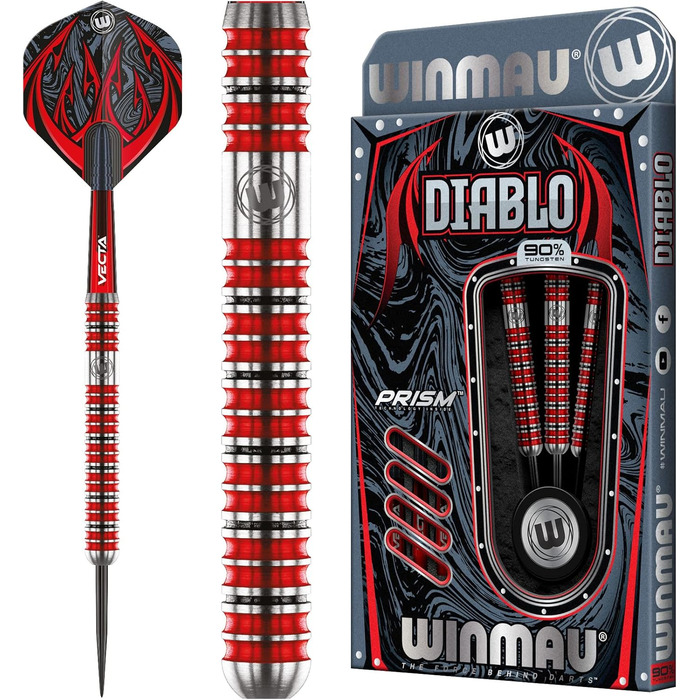 Вольфрамові дротики WINMAU Diablo сталевий наконечник 25 г з польотами