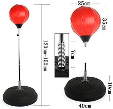 Дорослий Боксерський м'яч Стояча боксерська груша Боксерський набір Стояча коробка Рукавички Тренування з удару Регульована висота 120-150 см Червоний Підходить для професійного використання в тренажерному залі, а також вдома