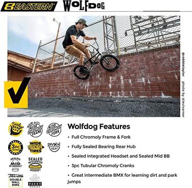 Східні велосипеди Wolfdog BMX Bike, 50.8 см, повна хромолієва рама, чорний