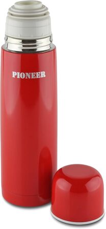 Термос-ізотермічна пляшка Pioneer з нержавіючої сталі 0,5 л, подвійні стінки, зберігає тепло до 8 годин, холод до 24 годин, не протікає, BPA-вільна, червона