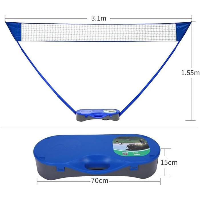 Портативний набір сіток для бадмінтону з сіткою Сітка для бадмінтону з окремо стоячою основою для саду Відкритий теніс у приміщенні Волейбольна сітка (синя)