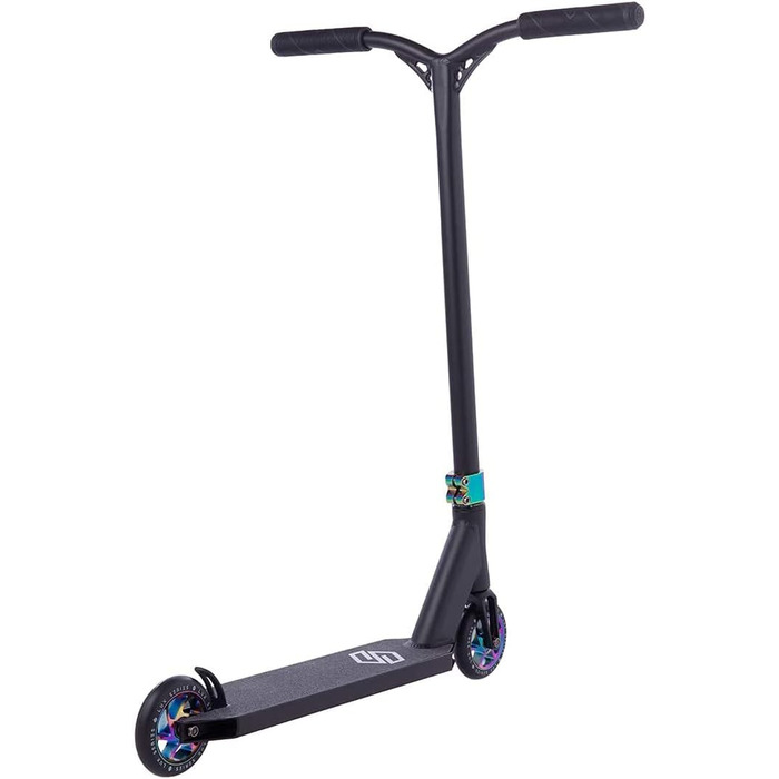 Трюковий самокат Striker Lux H87см Педаль Park Trick Scooter Light 3,1кг наклейка Fantic26 чорна Rainbow Neochrome