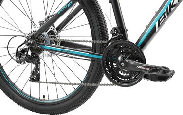 Алюмінієвий гірський велосипед BIKESTAR Hardtail Shimano 21 швидкісна передача, дискове гальмо 27,5 дюймові шини 14, 16, 18 дюймова рама Alu MTB СПРОБУЙТЕ 16-дюймовий кадр без ризику (16-дюймовий кадр, чорно-синій)