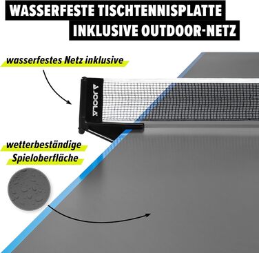 Стіл для тенісу JOOLA - алюмінієвий композит 6 мм, стійкий до погодних умов