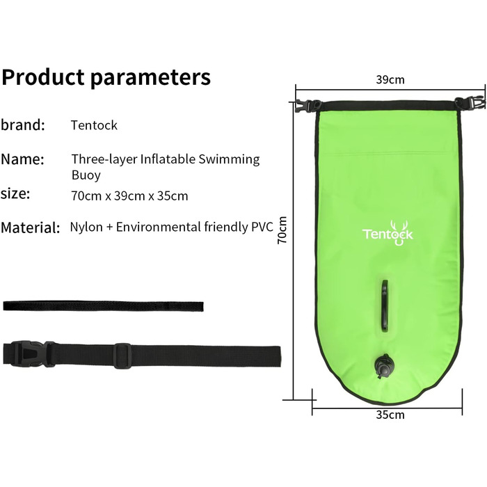 Буй Tentock 28 л водонепроникний надувний сухий мішок зелений