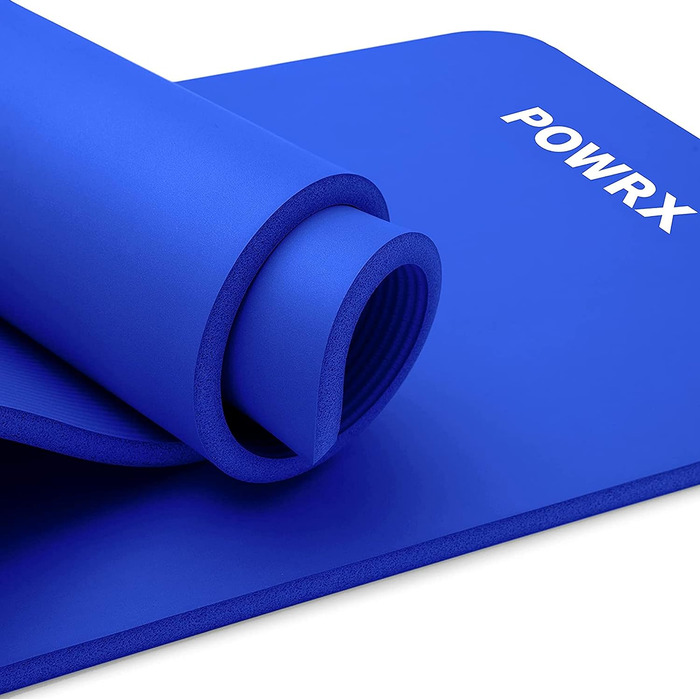 Гімнастичний килимок POWRX для йоги, фітнесу та пілатесу, нековзкий, без фталатів, з ременем, сумкою і постером вправ