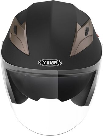 Мотоциклетний шолом YEMA YM-627 чорний матовий з подвійним візором, сонцезахисним козирком, сертифікат ECE для дорослих, чоловіків та жінок