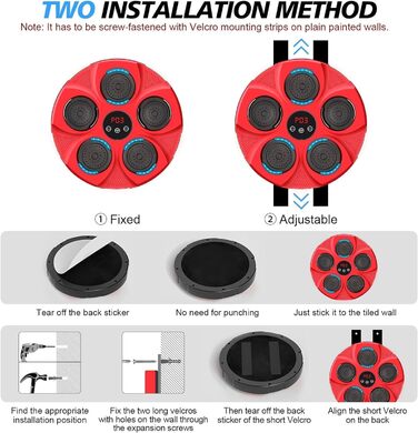 Музичний боксерський автомат LANPEW Настінна мішень для боксу Світлодіодна музична боксерська машина підтримує 9 режимів швидкості та режим підрахунку в приміщенні Дорослі та дитячі вправи з боксу (червоний, ротонді)