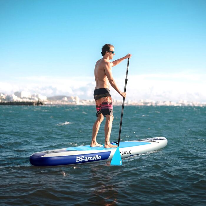 Надувна SUP-дошка 10’6 x 33” x 6” для дорослих з рюкзаком, насосом, нековзким килимком та чохлом для телефону, ультра-легка