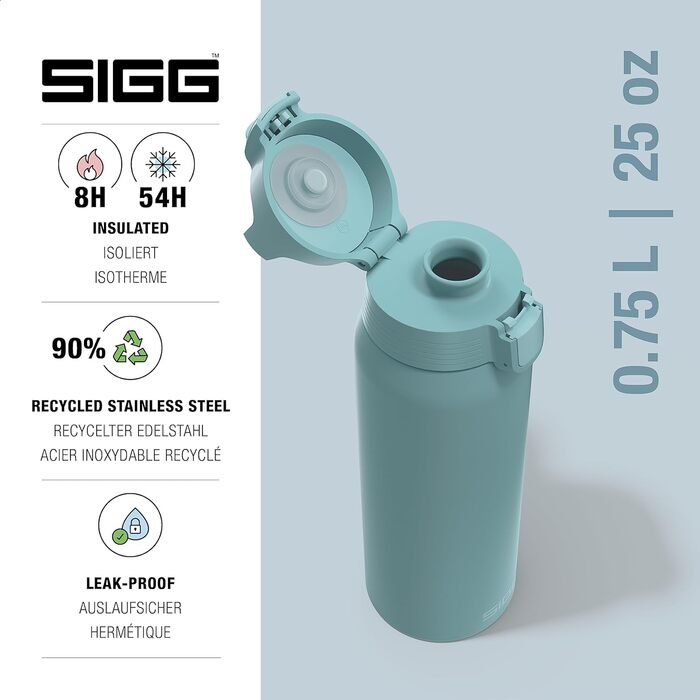 Термос SIGG Shield Therm One, 0,75 л, сіро-синій, без бісфенолу А, герметичний