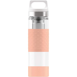 Термопляшка для пиття SIGG Hot & Cold Glass (0,4 л), пляшка для пиття, що не забруднює навколишнє середовище та ізольована, термопляшка зі скла з силіконовим захистом (Shy Pink)