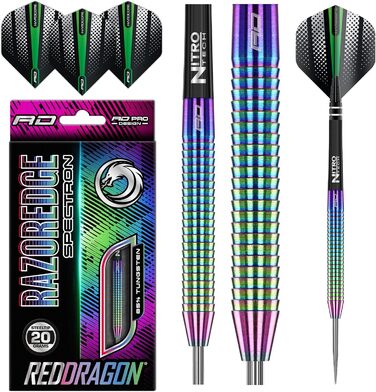 Професійні дартс Red Dragon Razor Edge з вольфраму, сталевий наконечник, з оперенням та стрижнями