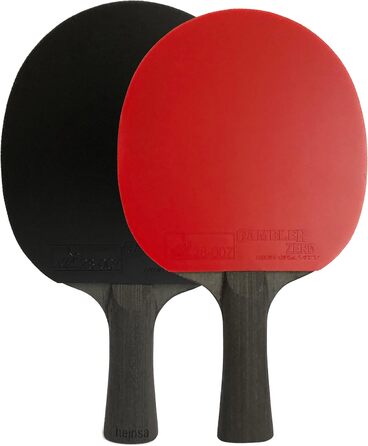 Професійна ракетка для настільного тенісу heinsa Carbon ITTF Competition Approved Black Edition з легкого горіха з преміальною упаковкою та м'ячами 2 шт. Black Edition з 4 м'ячами та футлярами