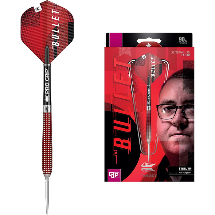 Дартс Target Stephen Bunting Gen 4 90% вольфрам, сталеві, 23 г, срібло/червоний