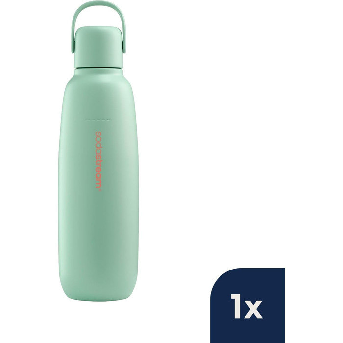Металева пляшка SodaStream Fizz&go COOL 0,9 л, м'ятна, сумісна з Duo, E-Duo, Terra, для газованої води, тримає температуру до 12 годин, можна мити в посудомийці, BPA Free