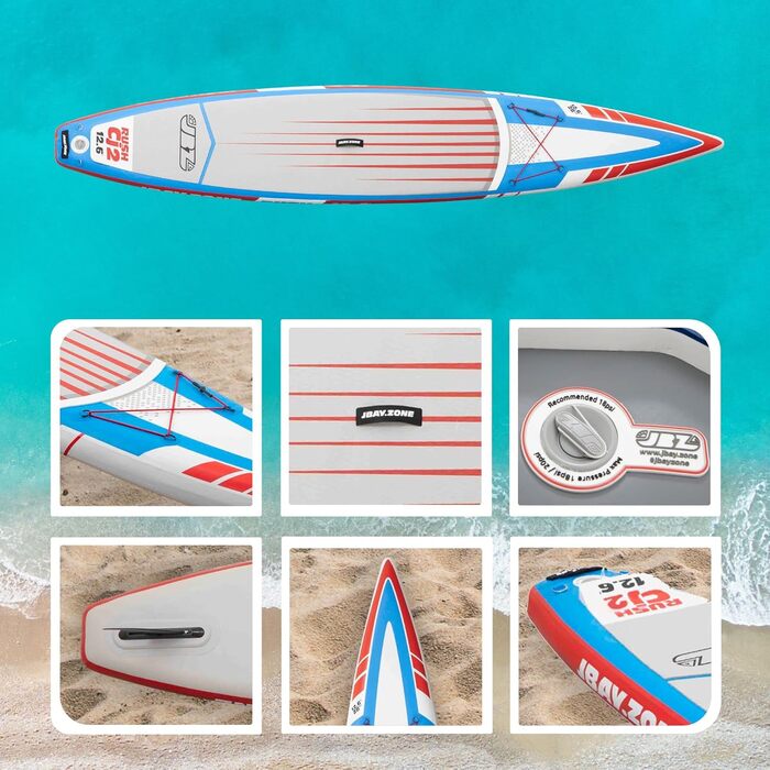 ДЖБАЙ. Надувне весло Zone Rush CJ Racing SUP Stand Up з аксесуарами 380x715 см - 12'6''x28''x6''