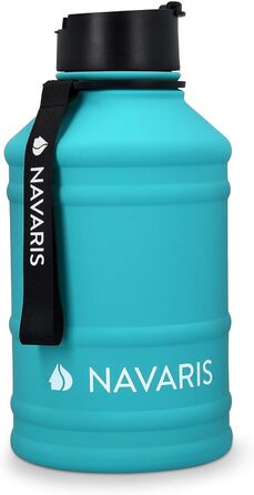 Пляшка для фітнесу Navaris 2.2 літра - Пляшка XXL Пляшка для тренажерного залу - спортивна пляшка для води Глечик для води - Міцна спортивна пляшка з нержавіючої сталі - без BPA (бірюза)