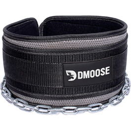 Пояс для підтягувань DMoose з ланцюгом 36'', важкий сталевий ланцюг, комфортна посадка, подвійна прошивка, для пауерліфтингу та бодібілдингу