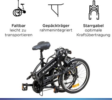 Велосипед складаний для дорослих 150-180 см, 6 передач, StVO, 101 E-Bike 20