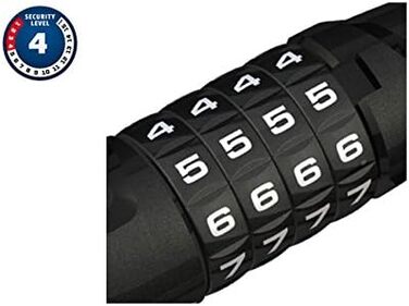 Велосипедний тросовий замок ABUS Tresor 6512C/180 SCMU з кодовим механізмом, комплект з кріпленням, чорний, 12 мм, рівень безпеки 4 – для бюджетних велосипедів або як додатковий замок