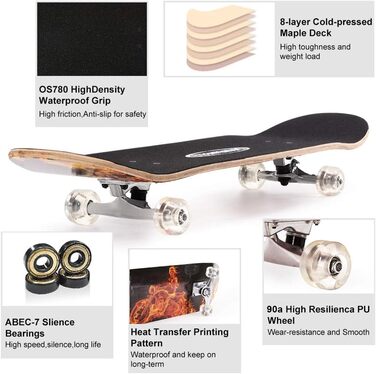 Скейтборд Cruiser Longboard, 8-шарова кленова дека, 31 дюйм