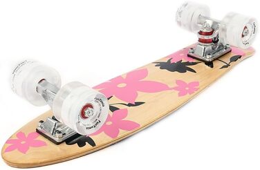 Скейтборд FunTomia Mini-Board Cruiser 57см виготовлений з 7-шарової деревини канадського клена в т.ч. кулькові підшипники Mach1 ABEC-9 (Pink Flower / з білими світлодіодними колесами)