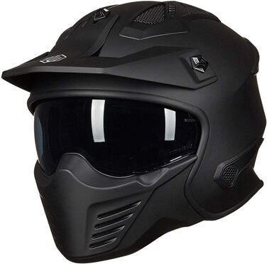 Мотошолом інтегральний IL Helmets 726X XL чорний матовий, ретро-вінтажний стиль, з візором, ECE сертифікат, для чоловіків та жінок, крос/ендуро
