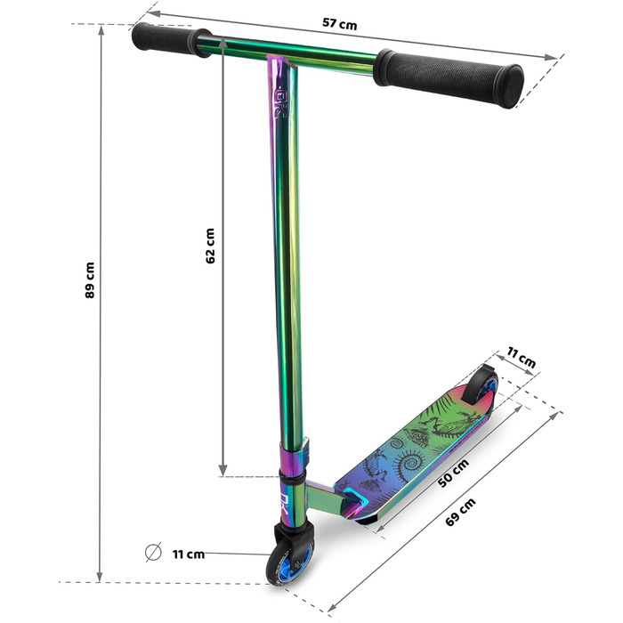 Трюковий самокат SOKE PRO Street Neo Chrome Kick Scooter з кульковим підшипником ABEC 9 Самокат Скутер для дорослих та дітей SOKE