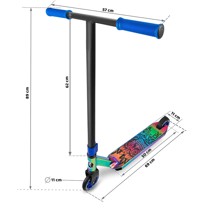 Трюковий самокат SOKE PRO Street Neo Chrome Kick Scooter з кульковим підшипником ABEC 9 Самокат Скутер для дорослих та дітей SOKE