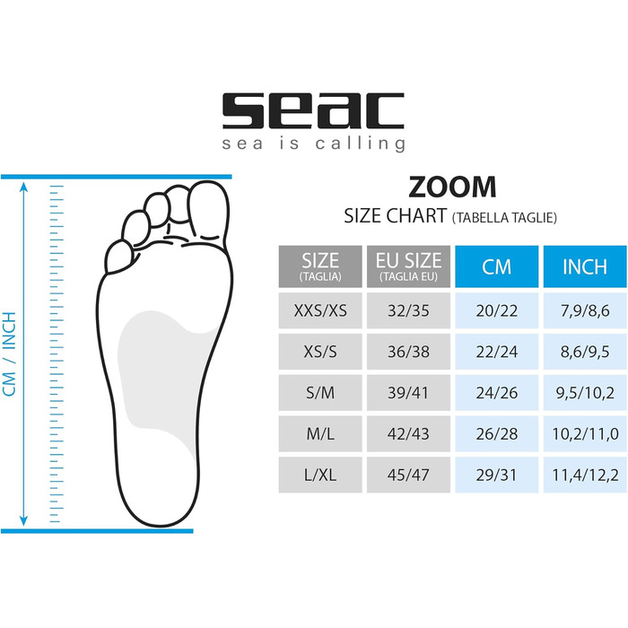 Набір Seac Zoom окуляри, трубка, ласти для дайвінгу розмір 32-35