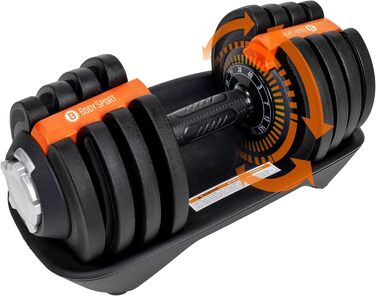 Регульована гантеля Body Sport 1,4–18,1 кг з антиковзною ергономічною ручкою