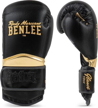 Боксерські рукавички BENLEE GLANCE 12 унцій, штучна шкіра, чорні/золоті