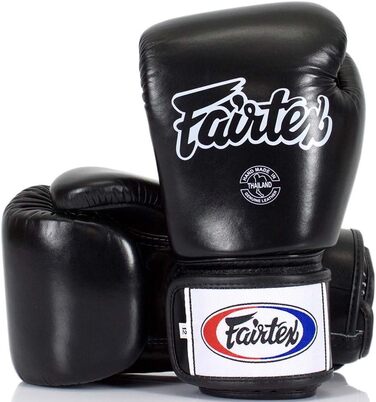 Шкіряні боксерські рукавички Fairtex щільно прилягають (BGV1) (Чорний - Чорний, 16 унцій)