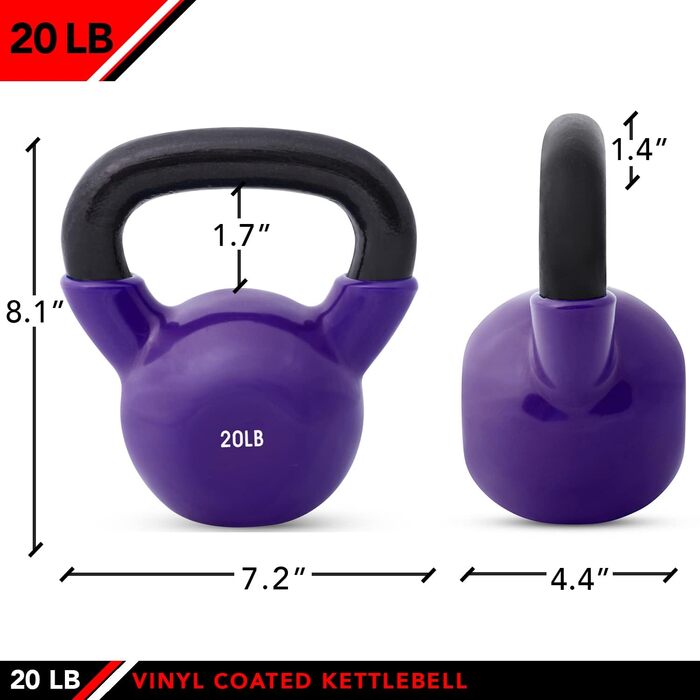 Гирі JFIT з вініловим покриттям, 10 варіантів ваги від 2,3 до 22,7 кг, для силових тренувань, захист підлоги та обладнання, шумопоглинаючі