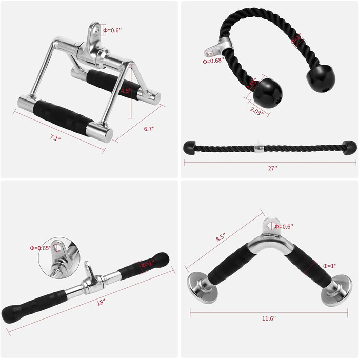 Насадки для тяги Lat Pulldown Combo, аксесуари для тренажерів з грифом для тяги і біцепса, сумісні з більшістю фітнес-станцій, з міцної сталі
