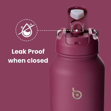 Спортивна пляшка bottlebottle 1л, нержавіюча сталь, ізольована, з трубочкою та контейнером для таблеток, червона