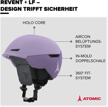 Гірськолижний шолом ATOMIC Revent LF - унісекс для дорослих - Індивідуальний крій для точної посадки - Чудовий захист від ударів - Інноваційна система вентиляції (55-59, Лаванда)
