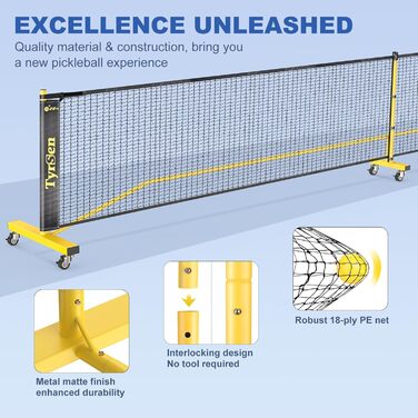 Набір сіток TYRSEN Pickleball 6,6 м, 4 весла, 6 м'ячів, сумка