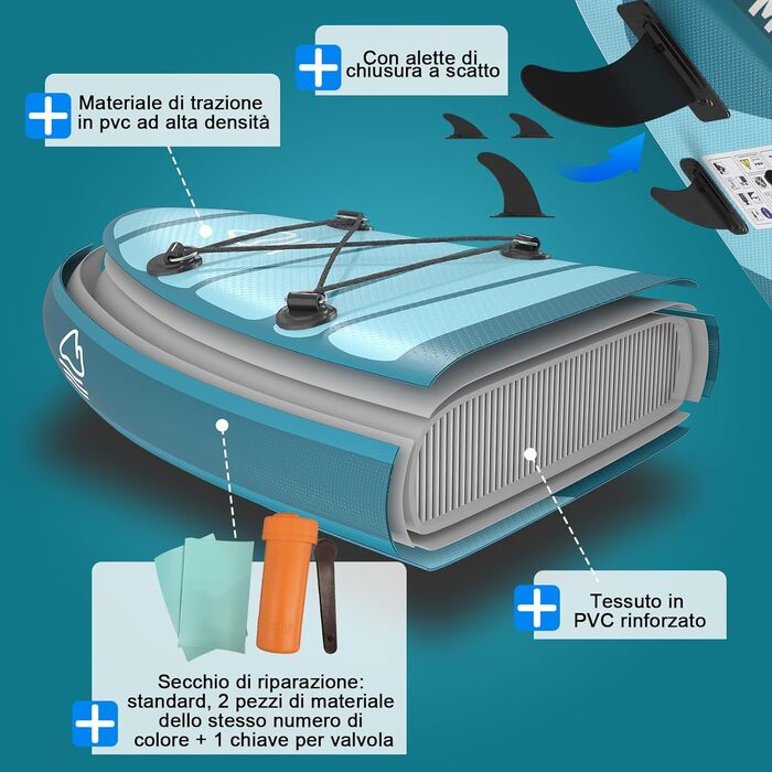 Надувна SUP-дошка Devoko 320 см, 2-в-1 з каяк-сидінням і аксесуарами, до 160 кг, для серфінгу, риболовлі та йоги