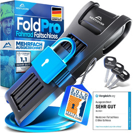 Складаний велосипедний замок FoldPro NEU, оригінал, із технологією SteelSecure 2.0, міцний замок-ланцюг для велосипеда з кріпленням, 100 см