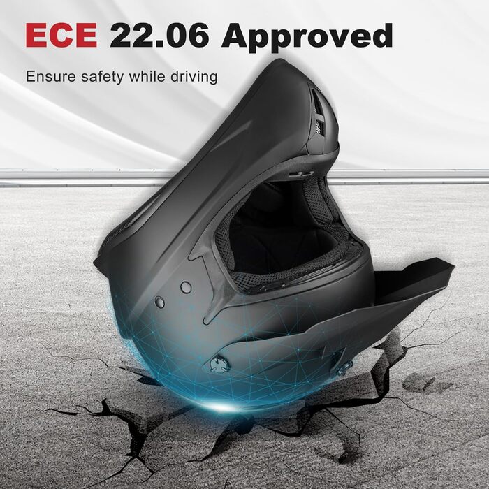 Мотокросовий шолом Fullface для дорослих, ECE 22.06, для мотоцикла, мопеда, ATV, UTV, MTB, сертифікований
