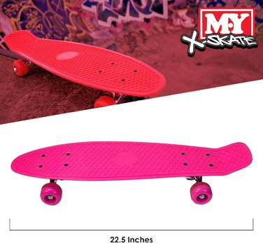 Ретро скейтборд M.Y X-SKATE для дітей, підлітків та дорослих, 55,9 см, рожевий