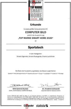 Ергометр SPORTSTECH ESX500 з керуванням через додаток на смартфоні 5,5-дюймовий дисплей, маса маховика 12 кг - Німецький бренд якості Фітнес-велосипед велотренажер з безшумним ремінним приводом Ергометр ESX500