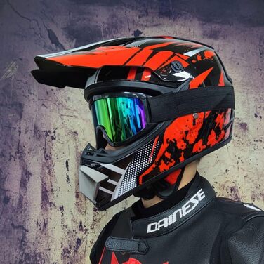 Мотокросовий шолом MTB DOT для дітей, підлітків і дорослих з окулярами, рукавичками та захистом для обличчя для мотокросу, оффроуд мотоцикла