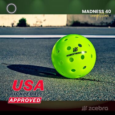 М'ячі ZCEBRA Pickleball 40 лунок Neon Green 6 уп. для приміщень