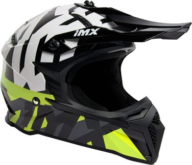 Мотошолом FMX-02 для бездоріжжя, 2 розміри, знімні щоки, регульований козирок, знімний підклад, чорний/білий/флуоресцентний жовтий/сірий