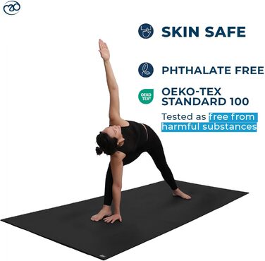 Килимок для йоги Yoga-Mad Extra Long 220 см, чорний для фітнесу