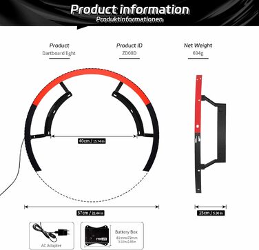 Освітлення дошки для дартсу CyeeLife, легка збірка, портативна.