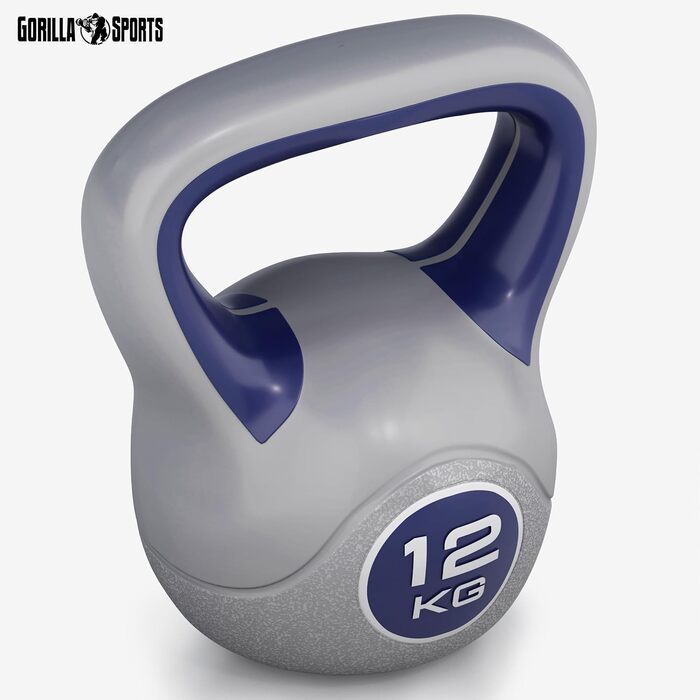 Кетлбел GORILLA SPORTS® з пластику, 2-20 кг, одинарний або набір, гиря для фітнесу, тренувань, силових вправ
