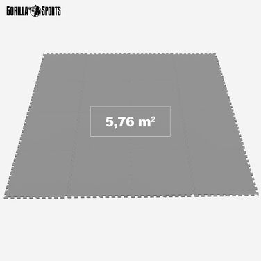 Набір захисних килимків GORILLA SPORTS - 8 або 16 килимків, 60x60x1,2 см, нековзкі, піна EVA, 2,88 або 5,76 м - килимки Fitness, килимок для підлоги, килимки-головоломки, килимок для сидіння, тренувальні килимки (сірий (16 матів))